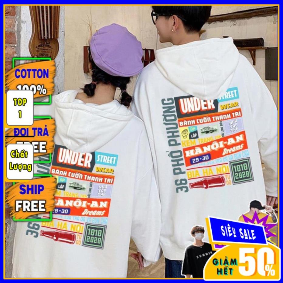 ÁO HOODIE CHẤT NỈ BÔNG Có Mũ IN LOGO Hà Nội,  Áo SWEATER UNISEX Nam Nữ- In Hình Local Brand Dáng Đẹp Form Rộng HD3