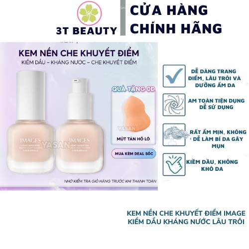 Kem nền che khuyết điểm Image kiềm dầu kháng nước lâu trôi tạo lớp nền đẹp trong suốt ( hộp kem nền kèm mút tán)