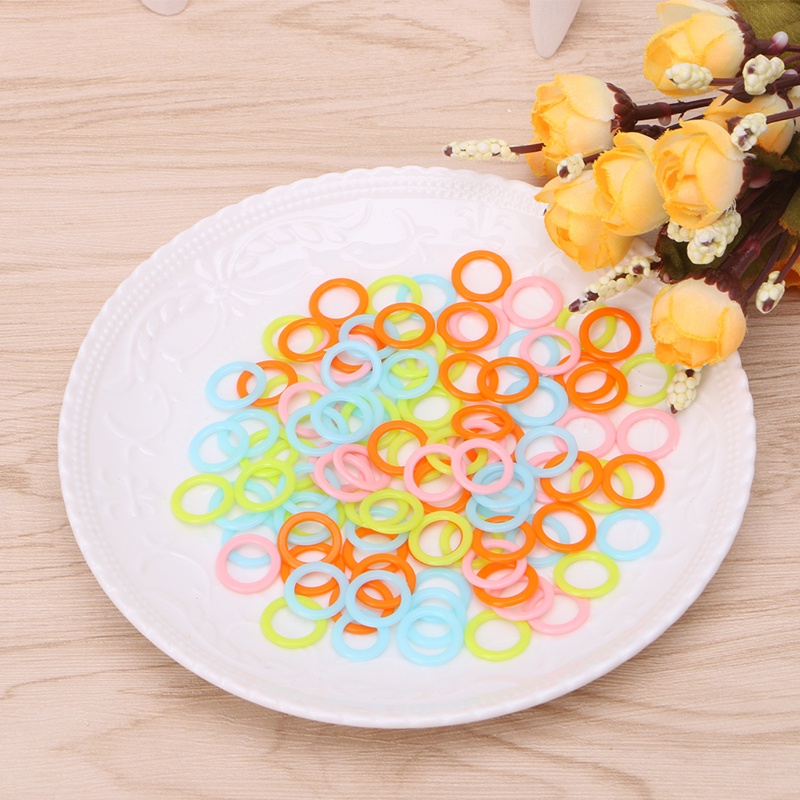 Set 100 Móc Tròn Bằng Nhựa Chuyên Dụng Cho Đan Móc Túi Xách