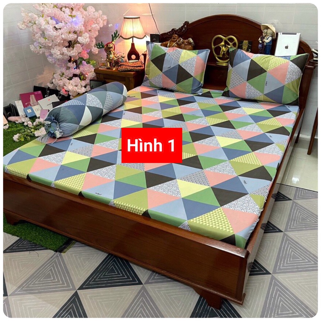 Bộ Ga Giường Thun Lạnh Hàn Quốc 4 Món - HN187 - Xưởng Ga Gối Hồng Nhung