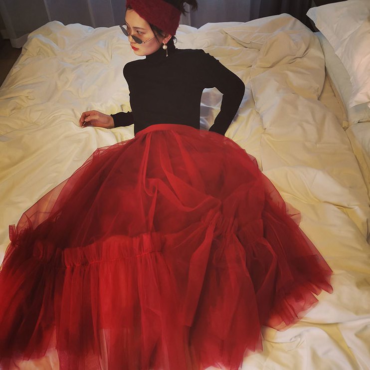 Chân Váy Chữ A Ba Lớp Dáng Ôm Lưng Cao Màu Đen Thời Trang Cho Nữ