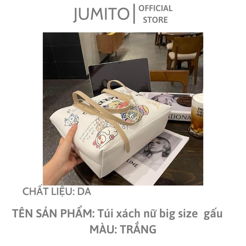 Túi xách nữ big size hoạt tiết gấu dễ thương da đựng được nhiều đồ JUMITO T1.037.GAU