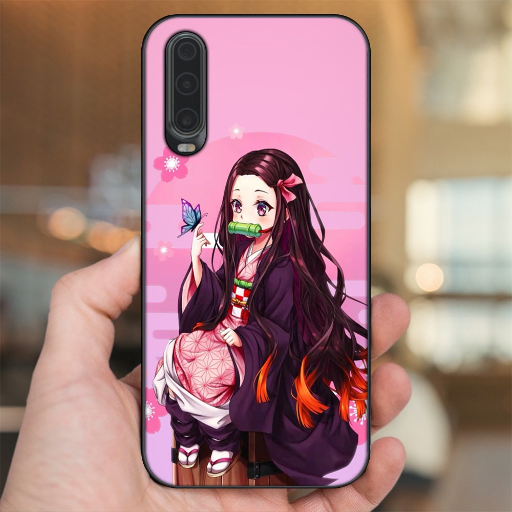 Ốp lưng Huawei P30 viền đen in hình Nezuko Kimetsu no Yaiba