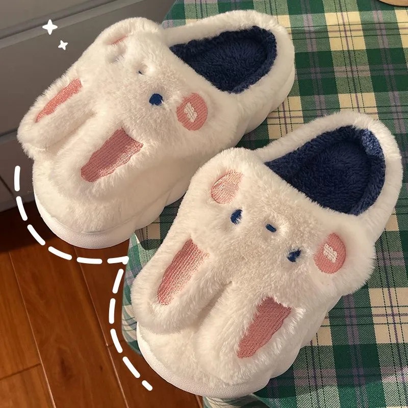 Dép cotton RENBEN đi trong nhà đế dày chống trượt họa tiết hoạt hình dễ thương