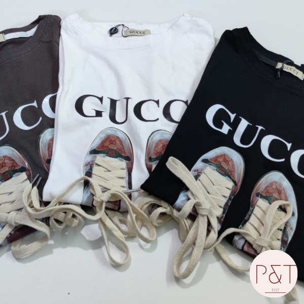 Áo Phông Nữ Chất Cotton Dày Dặn Hình Đôi Giày Dáng Rộng