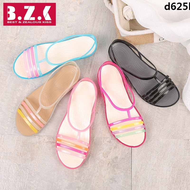 Giày Nhựa Mùa Hè crocs Thẻ Phẳng Nữ Lỗ Giày Sandal Nữ Đi Biển Luo Chi Mary Jane Jelly Giày Đế Mềm ♨