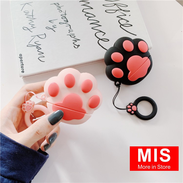 AirPods Case, Ốp tai nghe airpod 1,2 bluetooth không dây, vỏ nhựa silicon mềm chống sốc mẫu Bàn tay mèo TN008PK