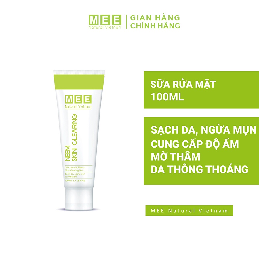 Bộ sản phẩm giảm mụn ngừa thâm siêu hiệu quả sau 1 đêm MEE NATURAL và 02 Kem chấm mụn Neem Acne Cream