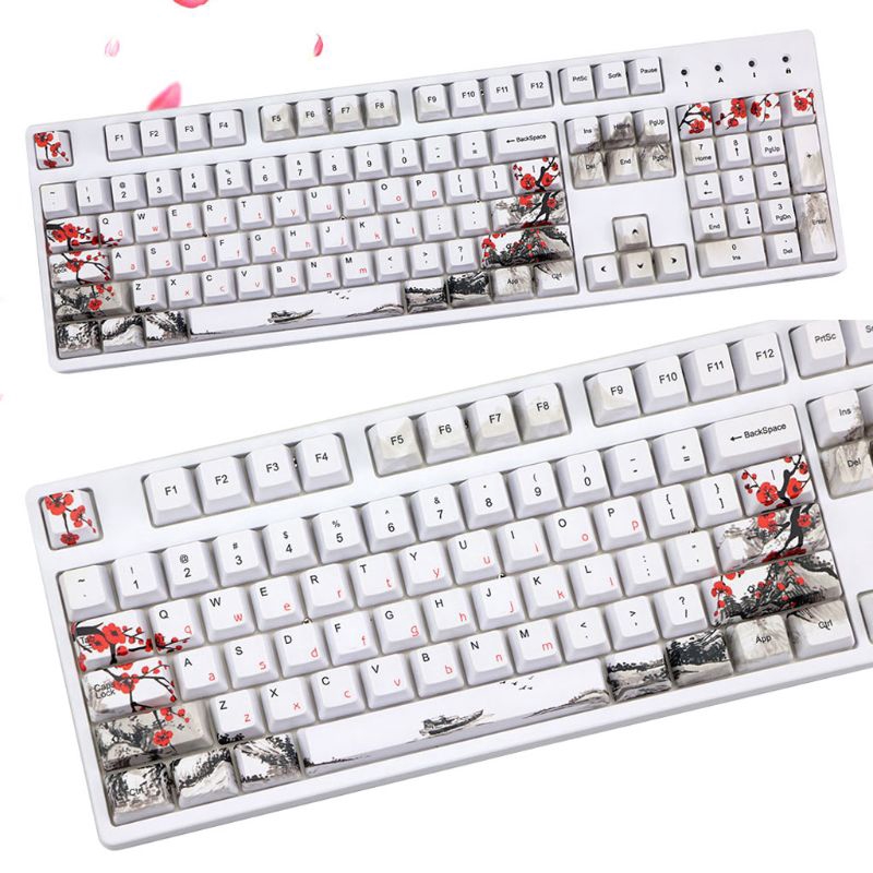 zzz* 5 Sides Dye-Sublimation 108 Keys PBT OEM Profile Keycap Wangjiang Plum Blossom