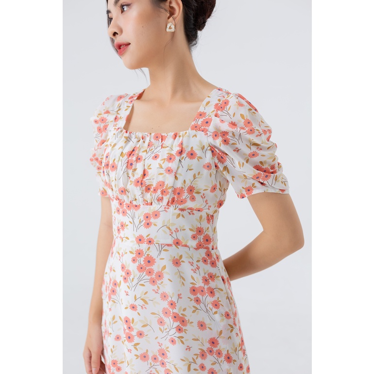 ĐẦM HOA CỔ VUÔNG 3342