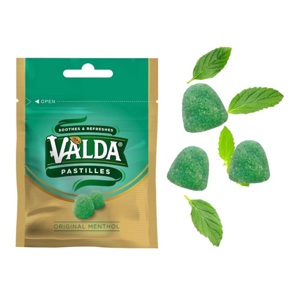 Combo 3 gói kẹo dẻo Valda Pastilles: Orginal Menthol 50g + 20g, Lemon Menthol