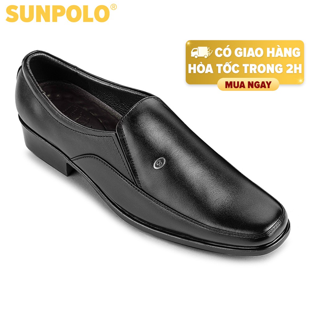 Giày Tây Nam Da Bò SUNPOLO Đen SUS150D