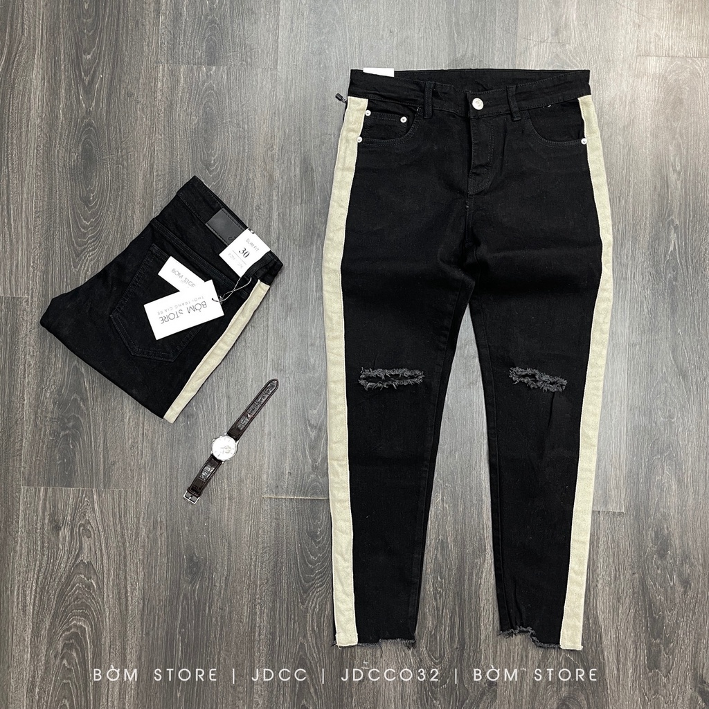 Quần Jean Dài Nam Đen Viền Không Lai BEACON DENIM Form Slim Fit JD031/032