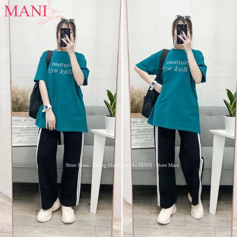 №✽Quần thể thao 3 sọc nữ ống rộng kẻ trắng có dây rút kéo - jogger vải Umi màu đen mặc đi học dục tập gym