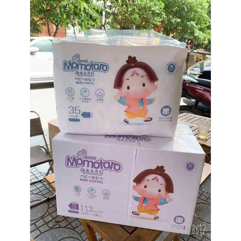 Tã bỉm dán/quần momotaro chính hãng S112/M96/M92/L84/XL78/XXL72/XXXL70