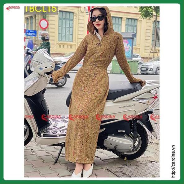 Áo Khoác nắng, Áo Chống Nắng Nữ CARDINA Chất Lanh Nhung 2 Lớp Dáng Dài Liền Thân Cao Cấp, làm mát. chống tia UV