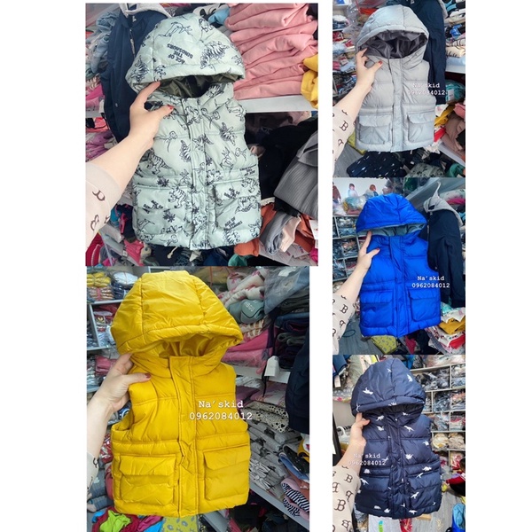 Áo phao ghile za rà túi hộp có mũ cho bé trai
