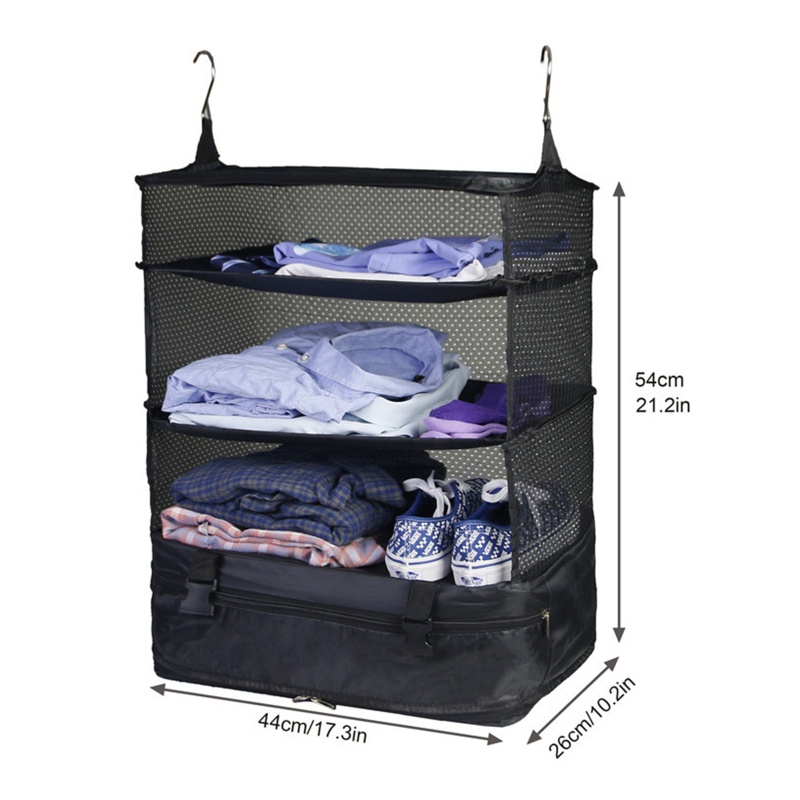 Túi Đựng Quần Áo Du Lịch 3 Lớp Có Móc Có Thể Gấp Lại Gọn Gàng