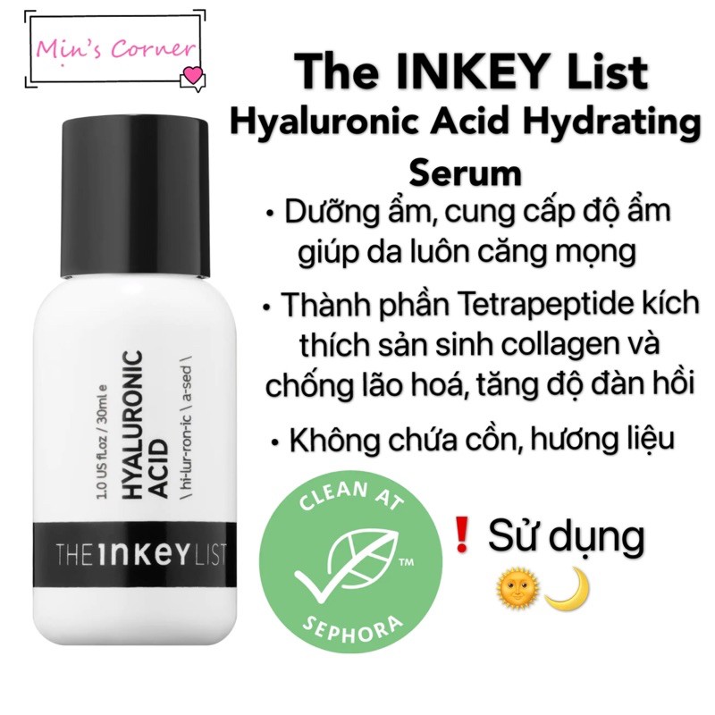 (Bill US) Tinh chất cấp ẩm phục hồi da The INKEY List Hyaluronic Acid Serum 30ml | WebRaoVat - webraovat.net.vn