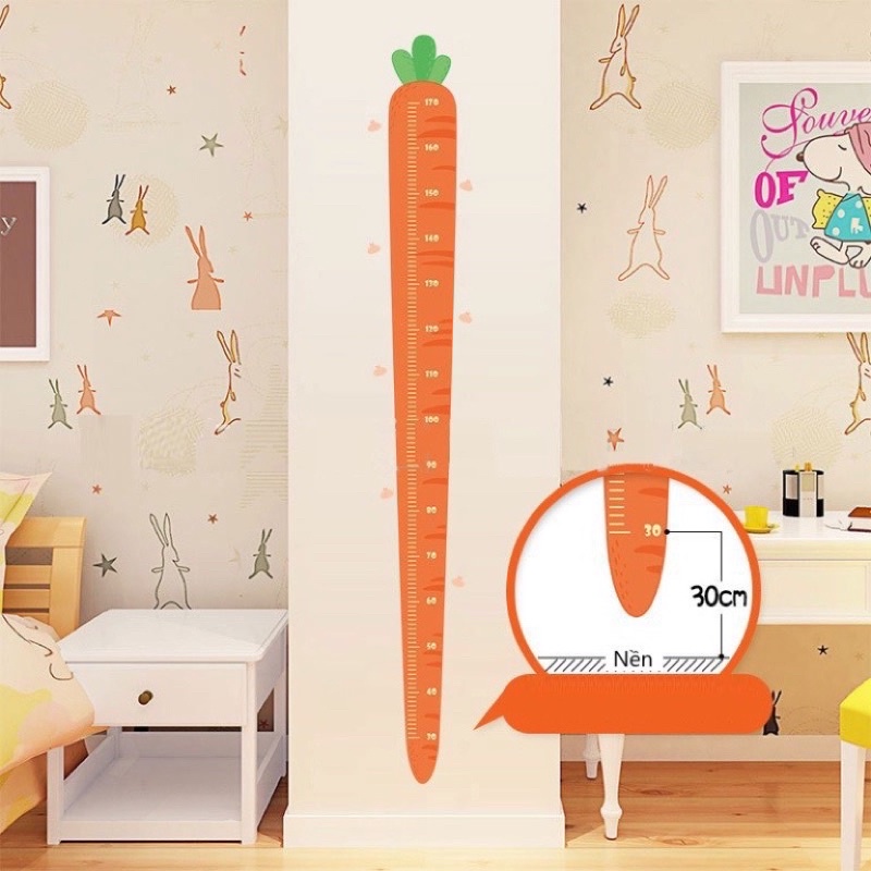 Decal dán tường thước đo chiều cao trẻ em bé hình con vật cute