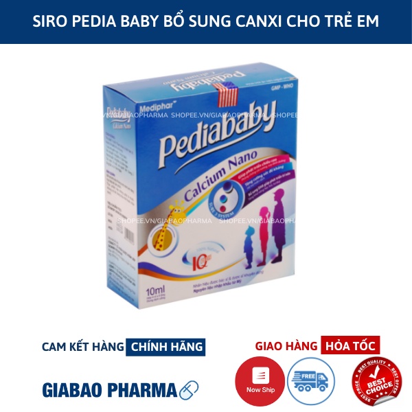 Siro PEDIABABY bổ sung calci cho trẻ, cải thiện tình trạng còi xương ở bé – Hộp 20 ống