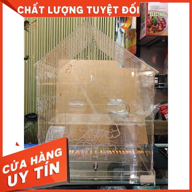 Lồng hamster mica size 5, tặng wheel, tặng nhà tắm cầu gắn ngoài như hình