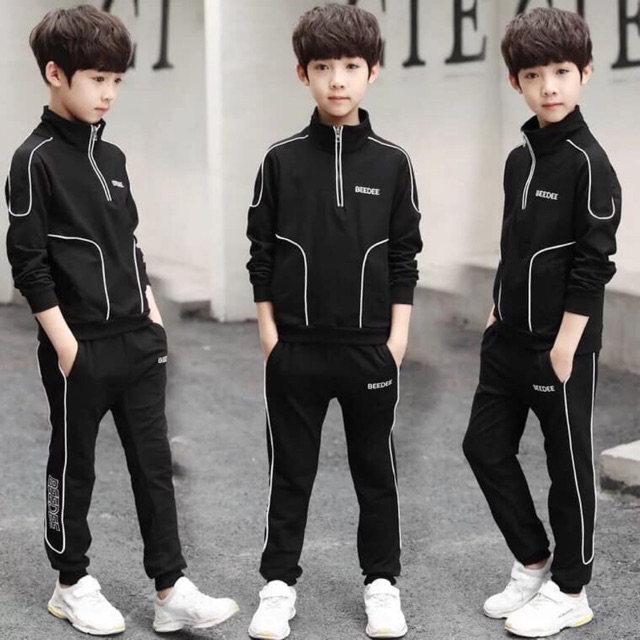 Set thể thao bộ thể thao bộ nỉ kháo kéo thu đông nam thanh niên thiếu niên áo phông quần thể thao bộ adida rộng vận động