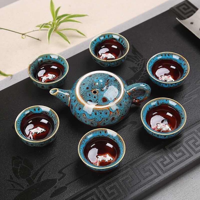 BỘ ẤM CHÉN CÁ 3D