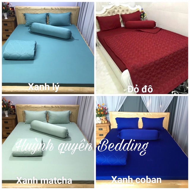 Bộ drap ga thun trơn HQ [FREE SHIP] 4 món mịn, mát, màu sắc đa dạng | BigBuy360 - bigbuy360.vn