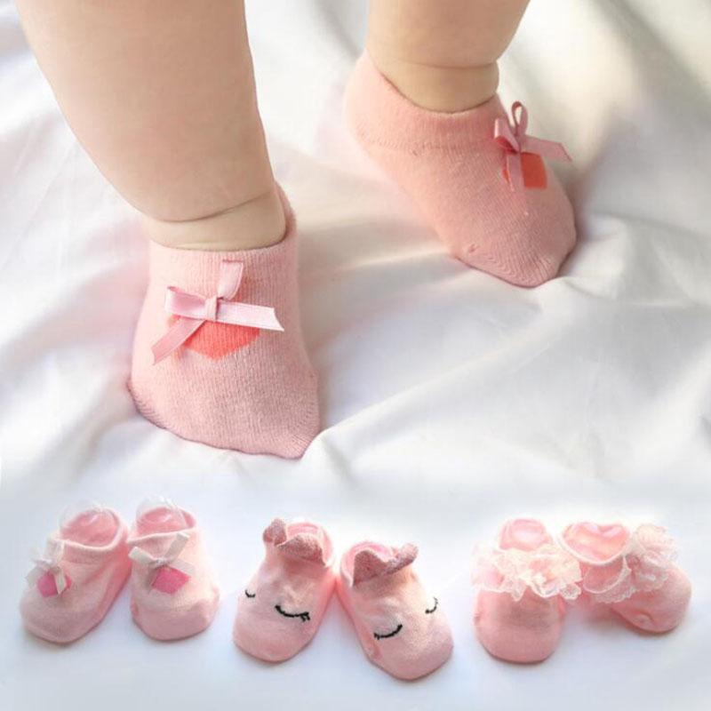 Bộ 3 Đôi Vớ Cotton Chống Trượt Họa Tiết Xinh Xắn