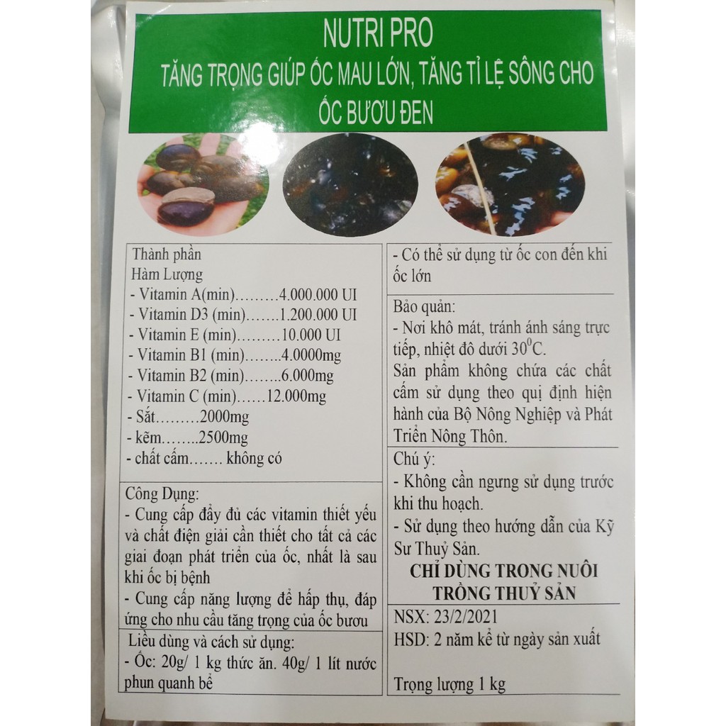 [ Giá rẻ] NUTRI-PRO cho ốc bươu đen [ 1kg]