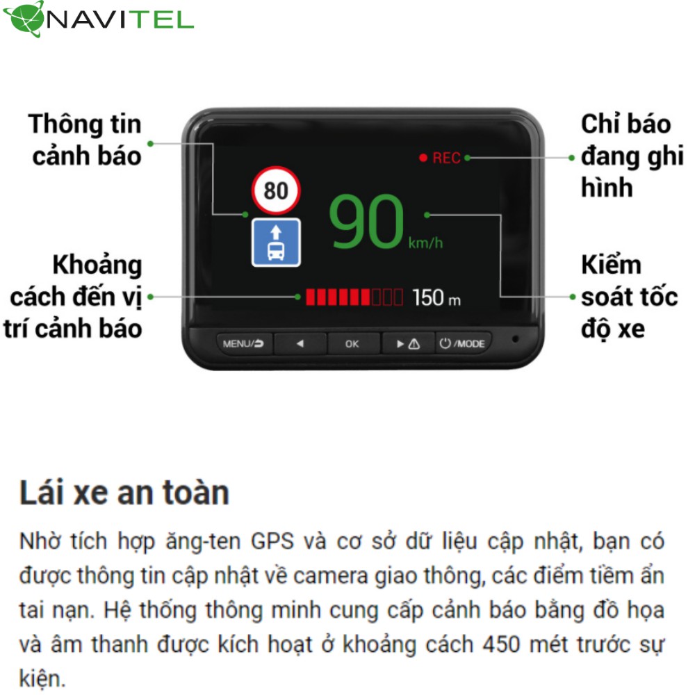 [Miễn Phí Lắp Đặt] Camera Hành Trình Navitel R700 GPS Dual