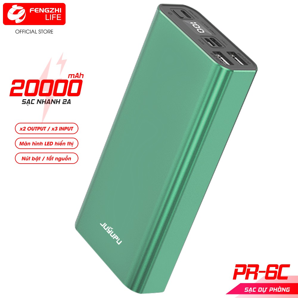 Sạc dự phòng FENGZHI PR6C 20000mAh màn hình chính hãng cho iPhone Samsung OPPO VIVO HUAWEI XIAOMI