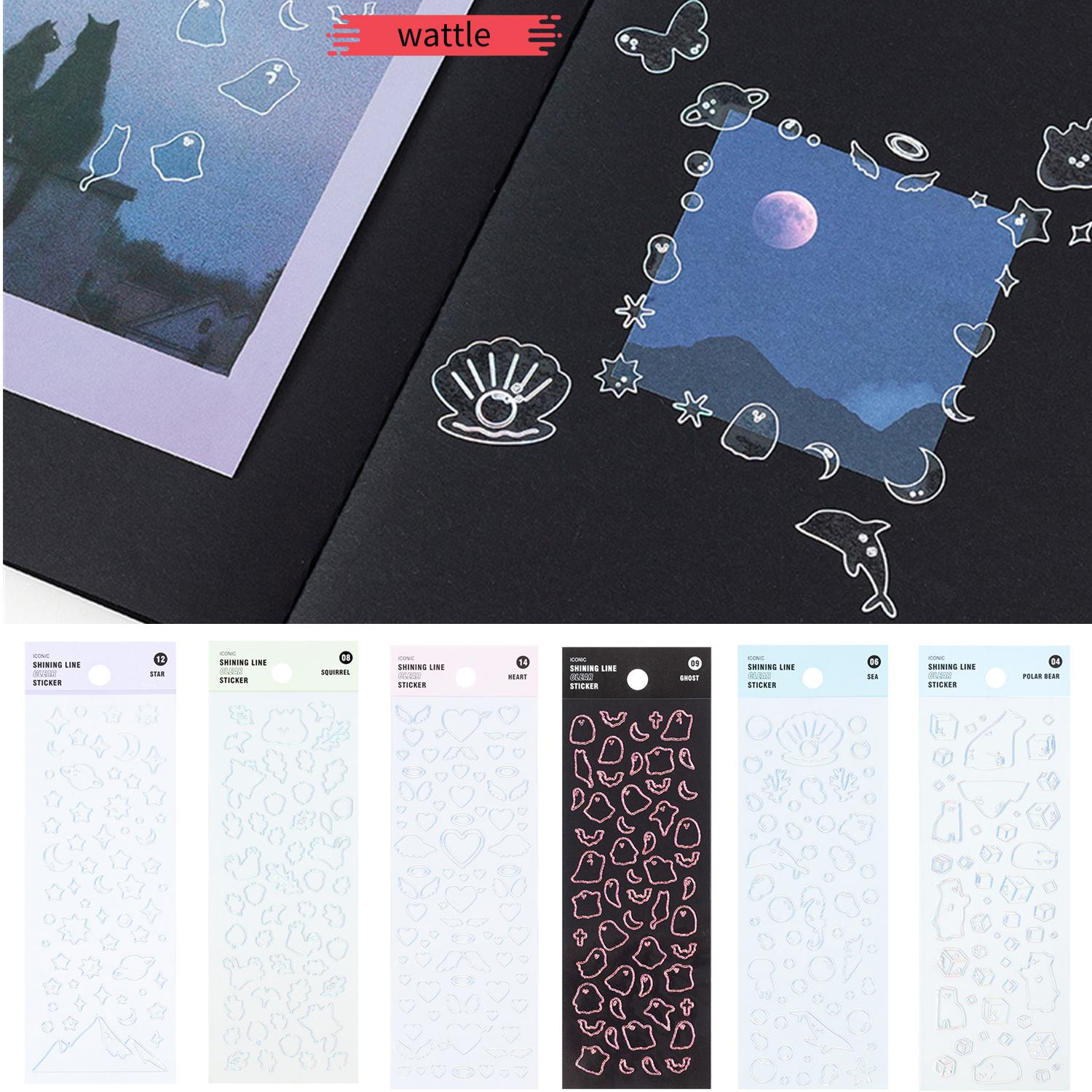 WATTLE Flash Radium Sticker Polar Bear Decoration Material Paste Decals Cute Transparent Hand Account Nail Art DIY Photo