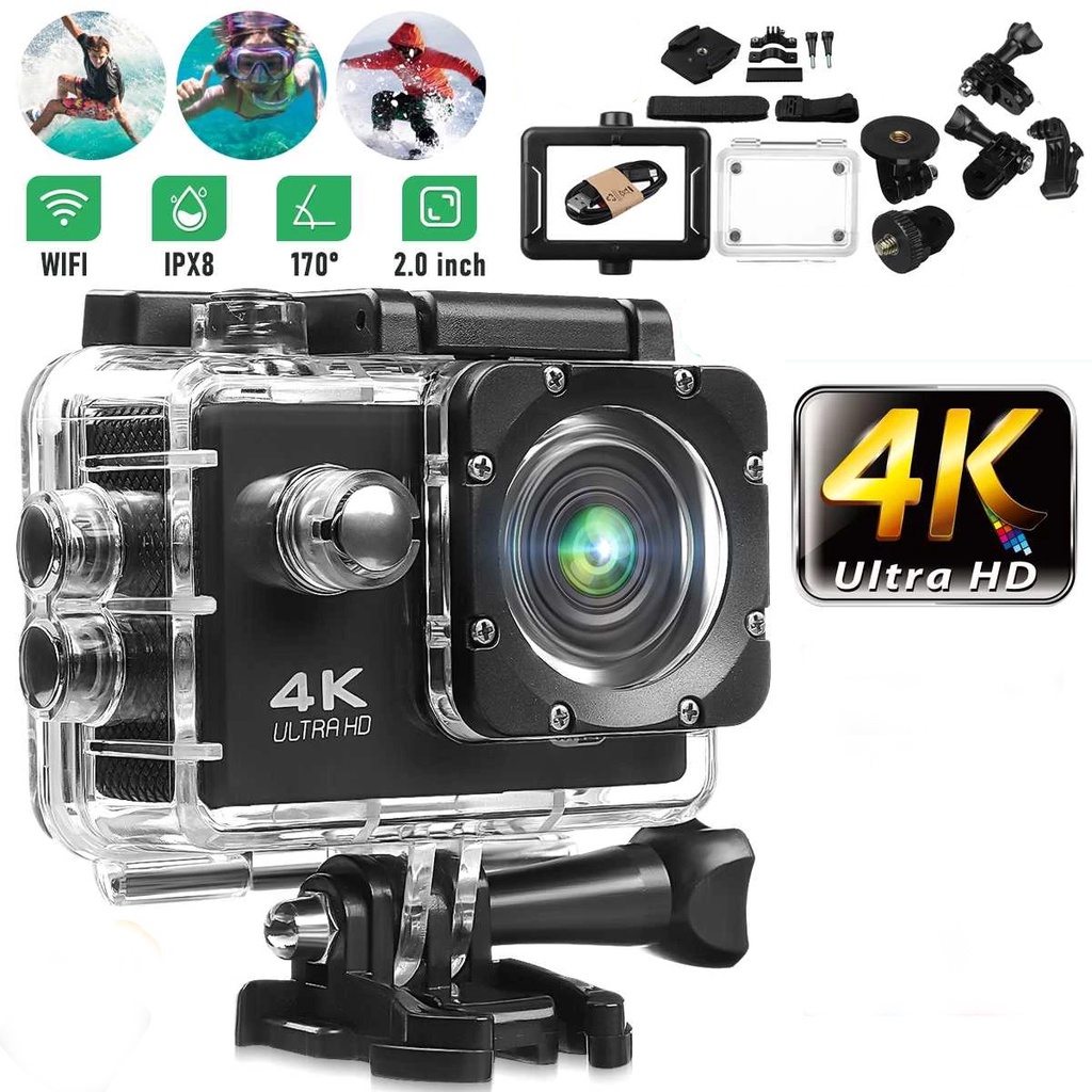 Camera Hành Trình4K Sports Ultra HD DV Chống Nước, Chống Rung. Camera Đi Phượt, Gắn Mũ Bảo Hiểm