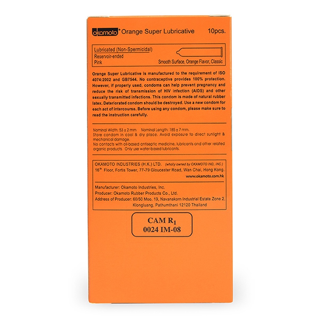 - Bao Cao Su Okamoto Skinless Skin Orange Lubricated, Bao siêu mỏng, dẻo dai, ngọt ngào Hương Cam  - Hộp 10c