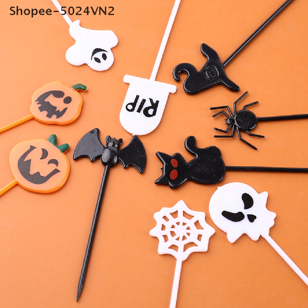 Gói 10 Nĩa Ăn Trái Cây Phong Cách Halloween Dễ Thương