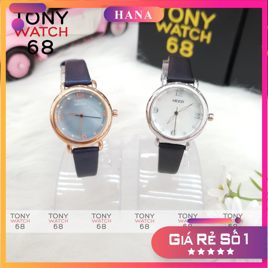 Đồng hồ nữ Kezzi đẹp chính hãng mặt ngọc trai chống nước Tony Watch 68