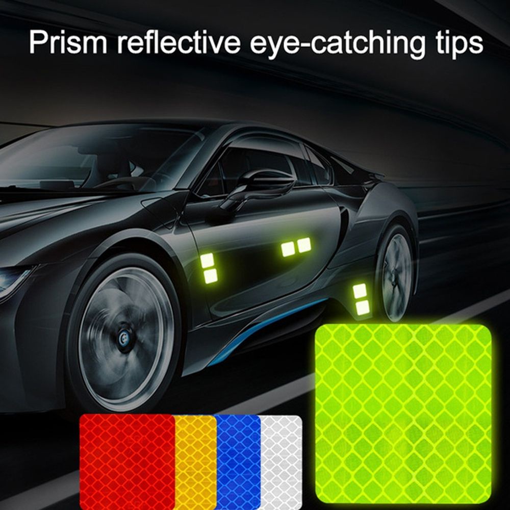 Set 10 miếng dán phản quang hình vuông dùng để cảnh báo an toàn cho xe hơi VANES1