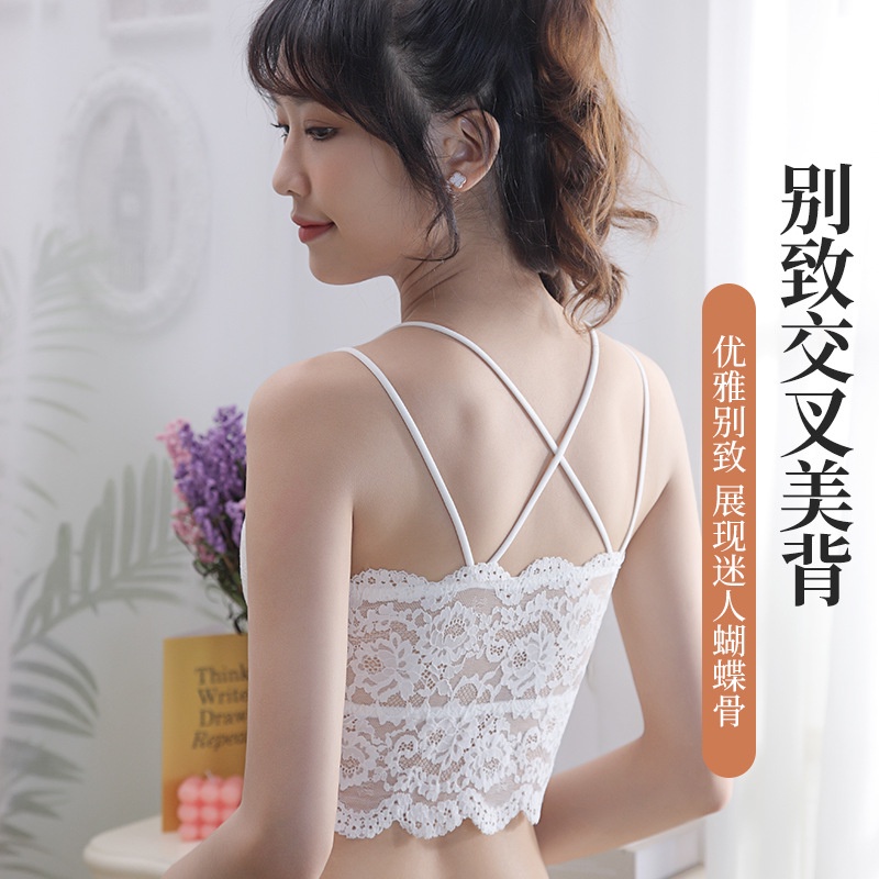 Popular new style fresh girl's back lace strap wrapped chest tube sexy vest women's outer wear inner wear anti-exposure underwear for women