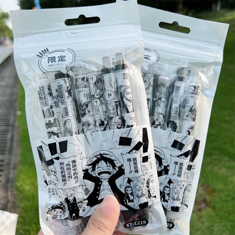 Set 6 Bút Mực Gel Dạng Nhấn Hình Nhân Vật Luffy Trong One Piece