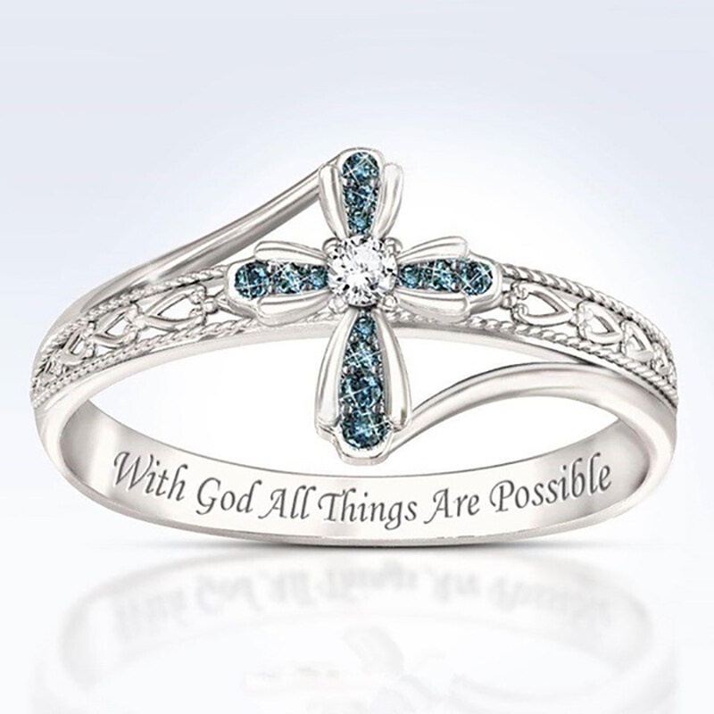 Nhẫn Hình Thánh Giá Đính Đá Zircon Đơn Giản Mới Dành Cho Nữ