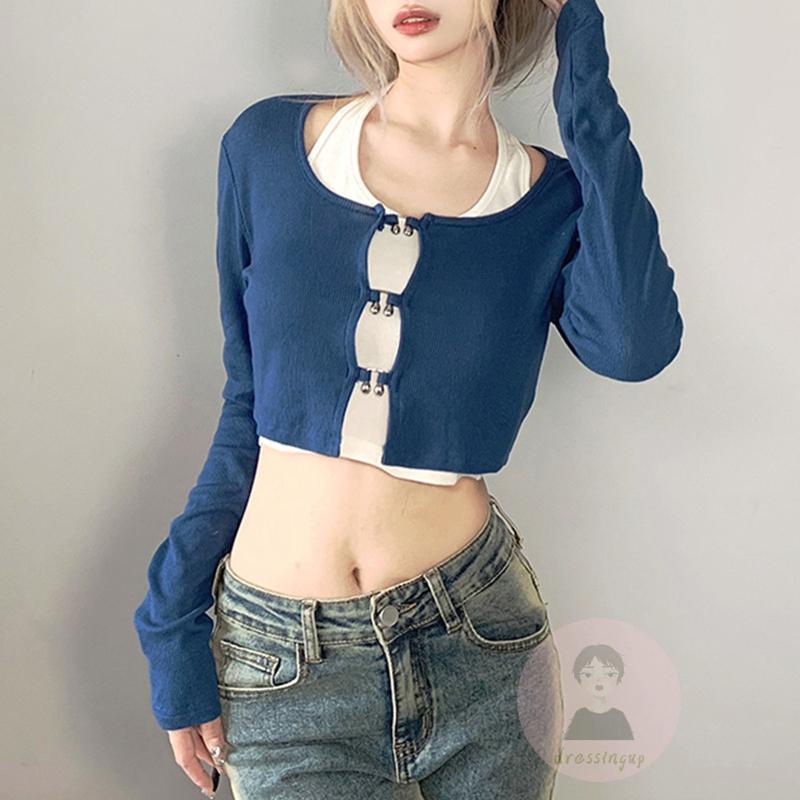 Áo Lửng Tay Dài Cổ Chữ U Thời Trang Quyến Rũ Cho Nữ