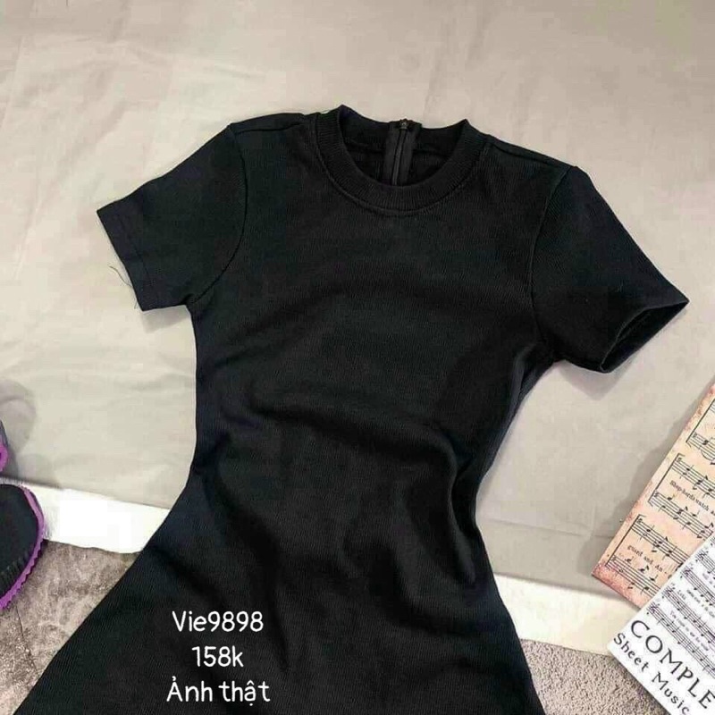 Váy Xoè Đen Thun Gân Vie9898