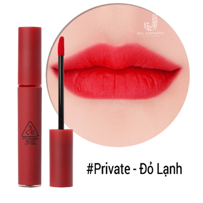 Son 3CE Velvet Lip Tint Private ( đỏ lạnh )