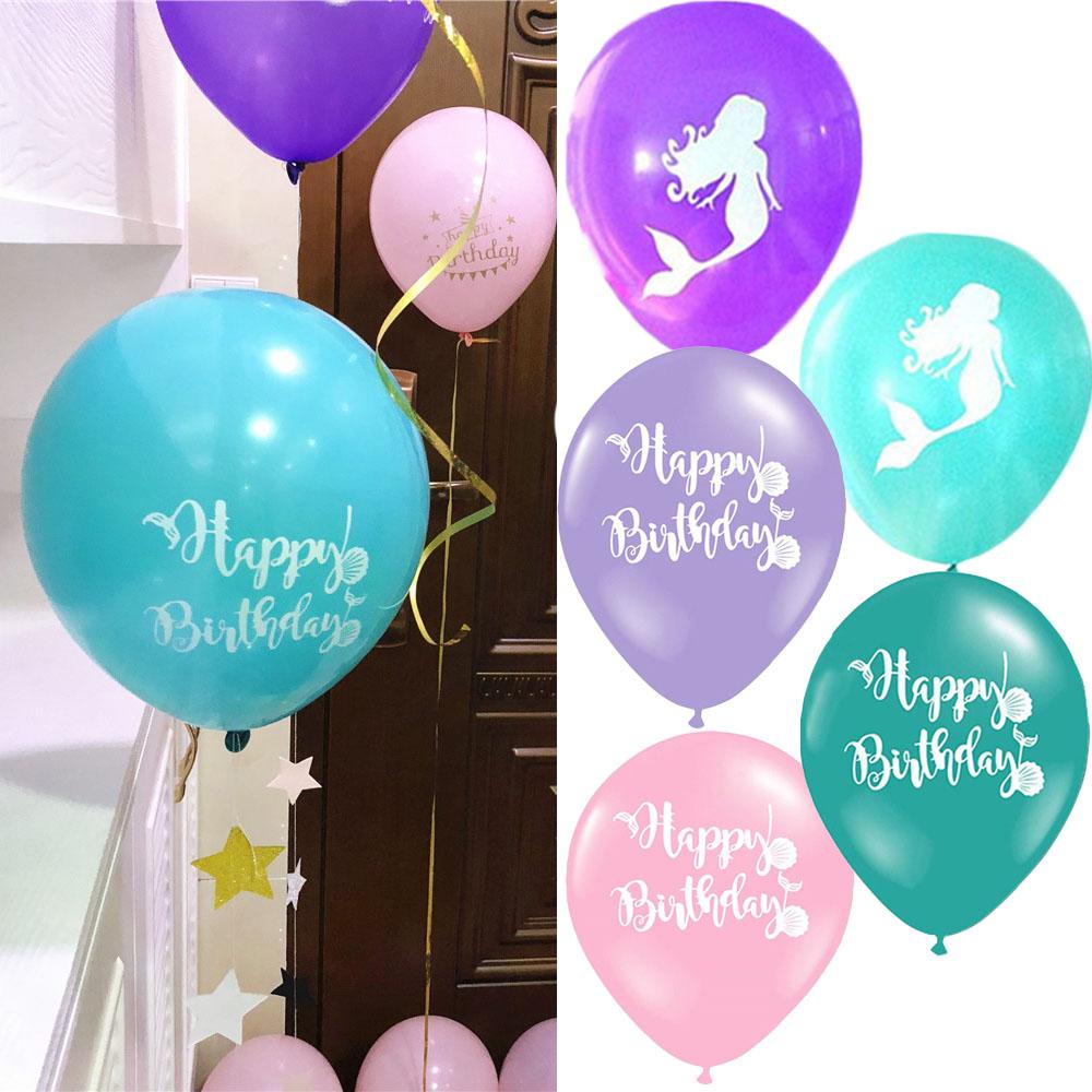 LONTIME 10 Bong Bóng Cao Su Chủ Đề Nàng Tiên Cá Màu Ngọc Lam