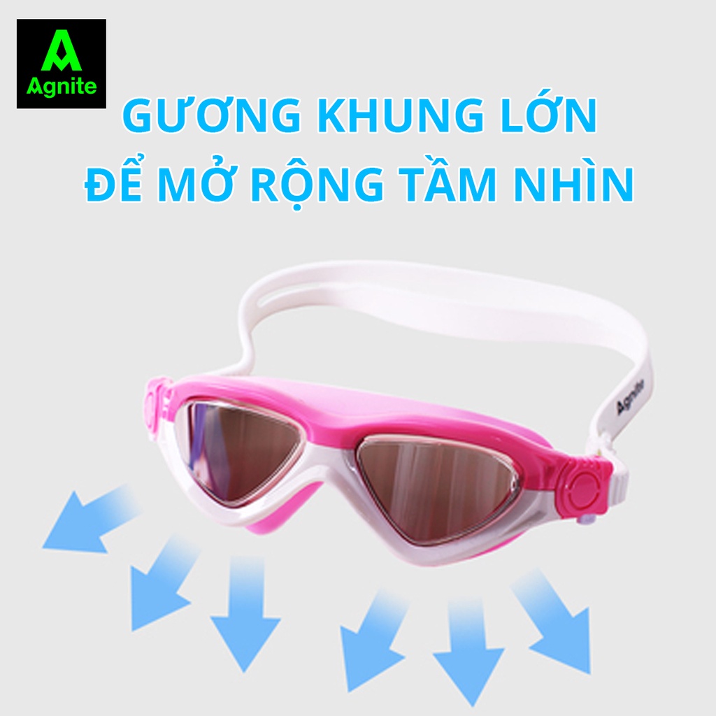 [Quà tặng] Kính bơi người lớn, trẻ em chính hãng Agnite chống tia UV bảo vệ mắt, thấu kính trong, tầm nhìn rõ