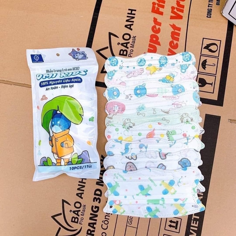 [Thùng 200 cái] Khẩu trang cua trẻ em Omikids 4-12 tuổi