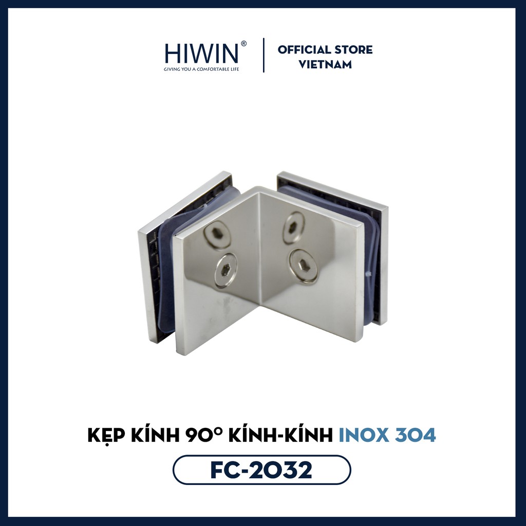 Kẹp kính 90 độ kính-kính inox 304 gương cabin tắm cao cấp Hiwin FC-2032