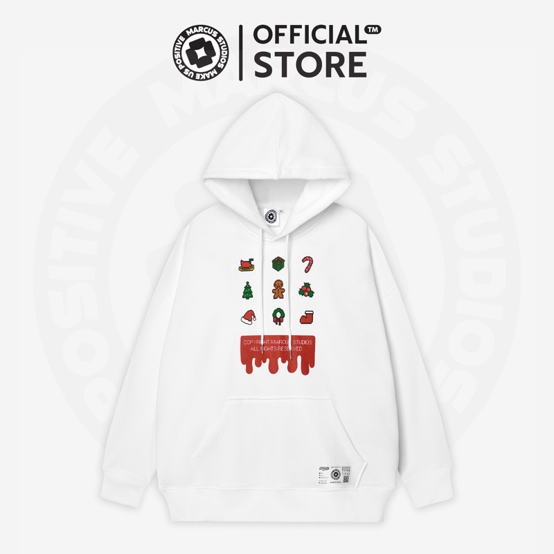 Áo nỉ có nón nam nữ noel hoodie chất liệu nỉ thương hiệu MAICUS phối màu trắng | BigBuy360 - bigbuy360.vn